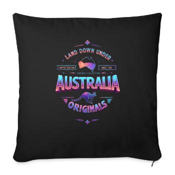 Australia Originals: Down Under - Throw Pillow Cover 17.5” x 17.5” - black - Front