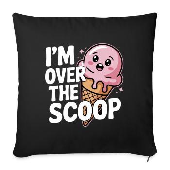 I’m Over the Scoop Kawaii Ice Cream Cone - Throw Pillow Cover 17.5” x 17.5” - black - Front