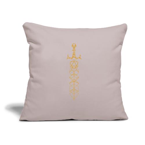 Gold Polyhedral Dice Sword - Throw Pillow Cover 17.5” x 17.5”
