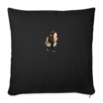 Tshirt avec un homme solitaire qui marche - Throw Pillow Cover 17.5” x 17.5” - black - Front