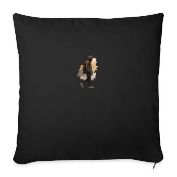 Tshirt avec un homme solitaire qui marche - Throw Pillow Cover 17.5” x 17.5” - black - Front