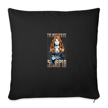 The Mysterious Scorpio Full of Ambition Gift - Throw Pillow Cover 17.5” x 17.5” - black - Front