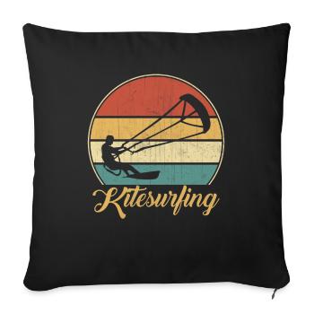 Kitesurfing Kite Surfing Kiteboard Windsurfing - Throw Pillow Cover 17.5” x 17.5” - black - Front