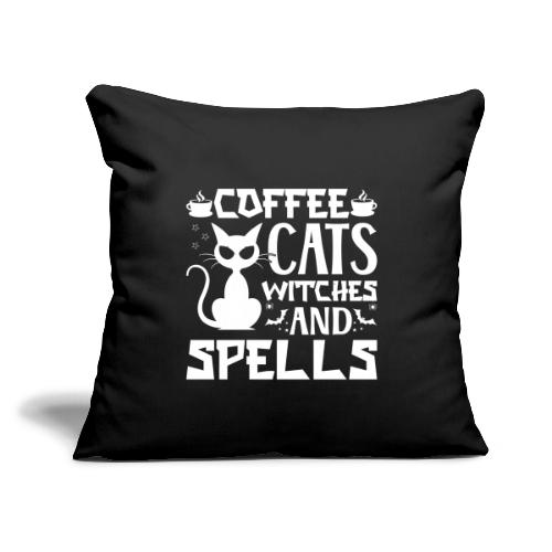 Coffee, Cats, Witches & Spells - Throw Pillow Cover 17.5” x 17.5”