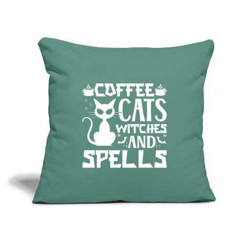 Coffee, Cats, Witches & Spells - Throw Pillow Cover 17.5” x 17.5”