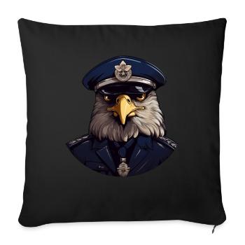 Owls policeman - Throw Pillow Cover 17.5” x 17.5” - black - Front