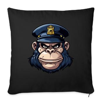 Monkey policeman - Throw Pillow Cover 17.5” x 17.5” - black - Front