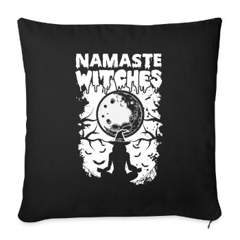 Namaste Witches Meditation Witch - Throw Pillow Cover 17.5” x 17.5” - black - Front
