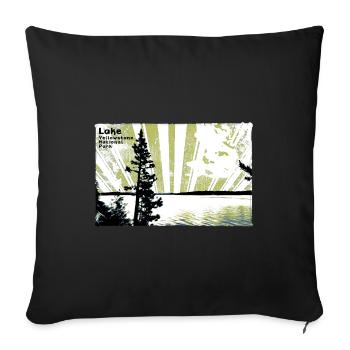 Retro vintage Lake Yellowstone in yellow green - Throw Pillow Cover 17.5” x 17.5” - black - Front
