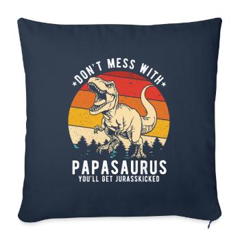 Papasaurus: Jurassic Dad Pride Tee - Throw Pillow Cover 17.5” x 17.5” - navy - Front
