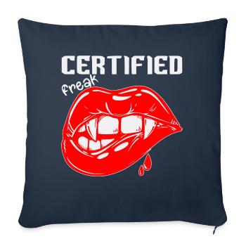 Certified (Sexy) Freak ©WhiteTigerLLC.Com - Throw Pillow Cover 17.5” x 17.5” - navy - Front