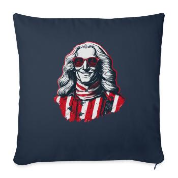 Patriotic Pride US George Washington Men Women USA - Throw Pillow Cover 17.5” x 17.5” - navy - Front