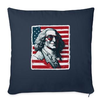 Patriotic Pride US George Washington Men Women USA - Throw Pillow Cover 17.5” x 17.5” - navy - Front
