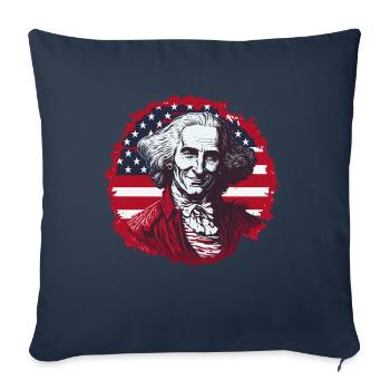 Patriotic Pride US George Washington Men Women USA - Throw Pillow Cover 17.5” x 17.5” - navy - Front