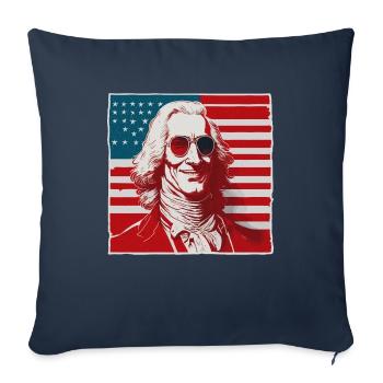Patriotic Pride US George Washington Men Women USA - Throw Pillow Cover 17.5” x 17.5” - navy - Front
