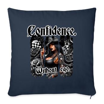 Confidence Without Ego - Throw Pillow Cover 17.5” x 17.5” - navy - Front
