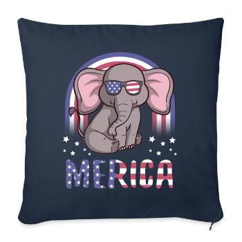 Republican Elephant USA American Flag - Throw Pillow Cover 17.5” x 17.5” - navy - Front