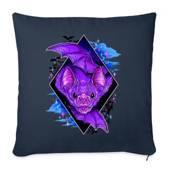 Bat Wings Classic T Shirt - Throw Pillow Cover 17.5” x 17.5” - navy - Front