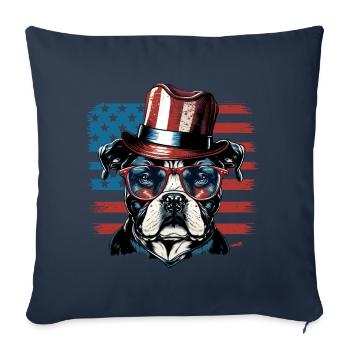 Chien patriotique Drapeau américain Patriote - Housse de coussin décorative - marine - Devant