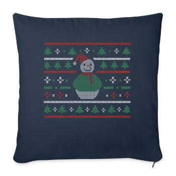 Snowman Ugly Christmas - Throw Pillow Cover 17.5” x 17.5” - navy - Front