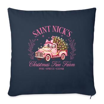 Saint Nicks Christmas Tree Farm - Throw Pillow Cover 17.5” x 17.5” - navy - Front