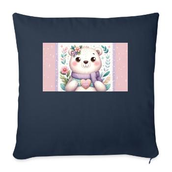 Cute Cuddly Bear: Happy Mother's Day - Throw Pillow Cover 17.5” x 17.5” - navy - Front