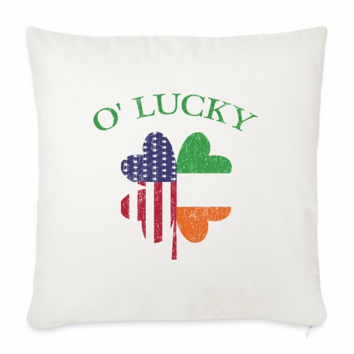 Lucky Irish American Flag Shamrock Clover Ireland. - Throw Pillow Cover 17.5” x 17.5”