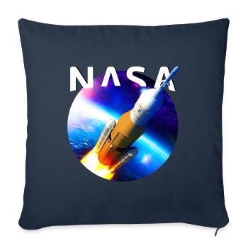 NASA Artemis SLS rocket launch — space art - Throw Pillow Cover 17.5” x 17.5” - navy - Front