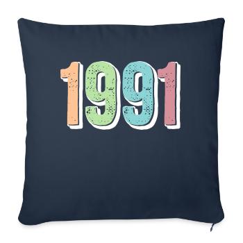 1991 Birth Year - Throw Pillow Cover 17.5” x 17.5” - navy - Front
