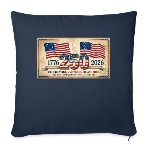 USA 250th Anniversary Flags Emblem - Throw Pillow Cover 17.5” x 17.5”