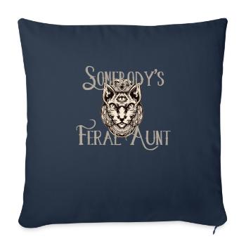 Somebody's Feral Aunt - Throw Pillow Cover 17.5” x 17.5” - navy - Front