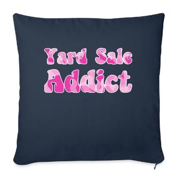 Yard Sale Addict pink camo - Throw Pillow Cover 17.5” x 17.5” - navy - Front