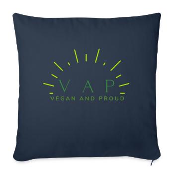 Vegan And Proud - Throw Pillow Cover 17.5” x 17.5” - navy - Front