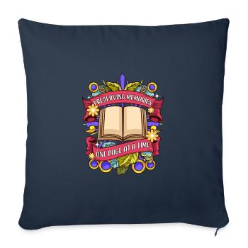 Scrapbooking Preserving Memories One Page at Time - Throw Pillow Cover 17.5” x 17.5” - navy - Front