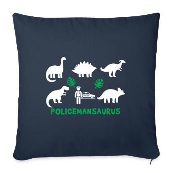 Policeman Saurus - Throw Pillow Cover 17.5” x 17.5” - navy - Front