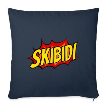 Comic Burst SKIBIDI Text Logo - Throw Pillow Cover 17.5” x 17.5” - navy - Front
