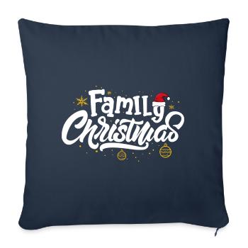 Family Christmas Script Art - Throw Pillow Cover 17.5” x 17.5” - navy - Front