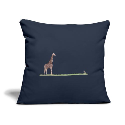 Big Giraffe, Tiny Photographer - Throw Pillow Cover 17.5” x 17.5”