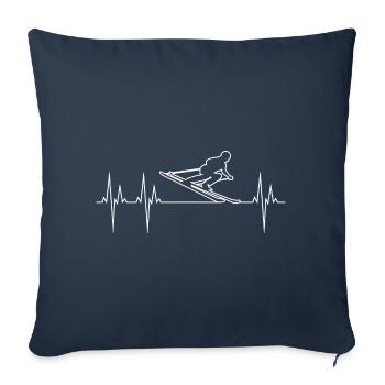 Alpine Downhill Skiing Heartbeat - Throw Pillow Cover 17.5” x 17.5” - navy - Front