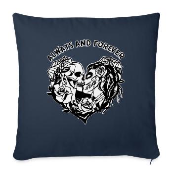 Forever And Always Lover Skulls - Throw Pillow Cover 17.5” x 17.5” - navy - Front