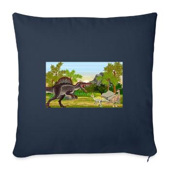 Cretaceous Dinos - Throw Pillow Cover 17.5” x 17.5” - navy - Front