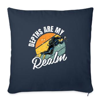 Depths Are My Realm Diver - Throw Pillow Cover 17.5” x 17.5” - navy - Front