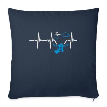 Heart Beat Skydive - Throw Pillow Cover 17.5” x 17.5” - navy - Front