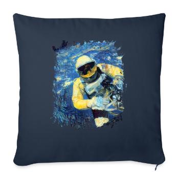 Astronaut in space doing maintenance - Throw Pillow Cover 17.5” x 17.5” - navy - Front