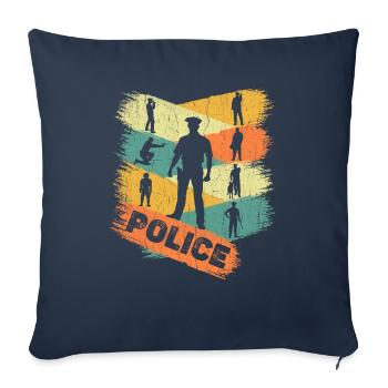Retro Policeman - Throw Pillow Cover 17.5” x 17.5” - navy - Front
