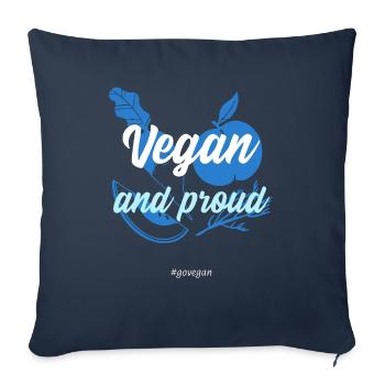 Vegan and proud - Throw Pillow Cover 17.5” x 17.5” - navy - Front