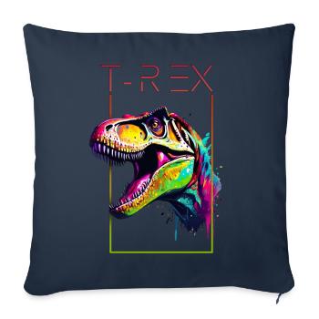 Multicolored T-Rex: Breaking Boundaries - Throw Pillow Cover 17.5” x 17.5” - navy - Front