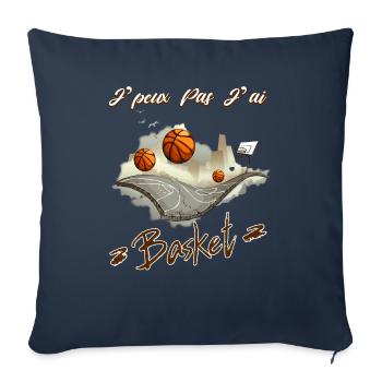 Je Peux Pas J ai Basket Idée Cadeau Drôle Joueur - Throw Pillow Cover 17.5” x 17.5” - navy - Front