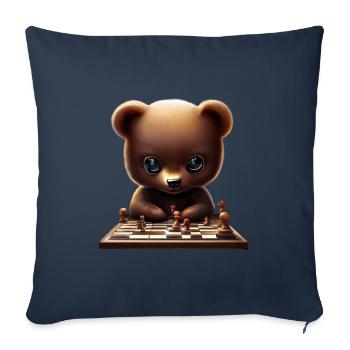 Bear playing chess - Throw Pillow Cover 17.5” x 17.5” - navy - Front
