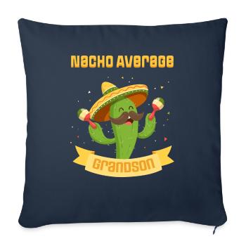 Nacho Average Grandson Mexican Guitar - Throw Pillow Cover 17.5” x 17.5” - navy - Front